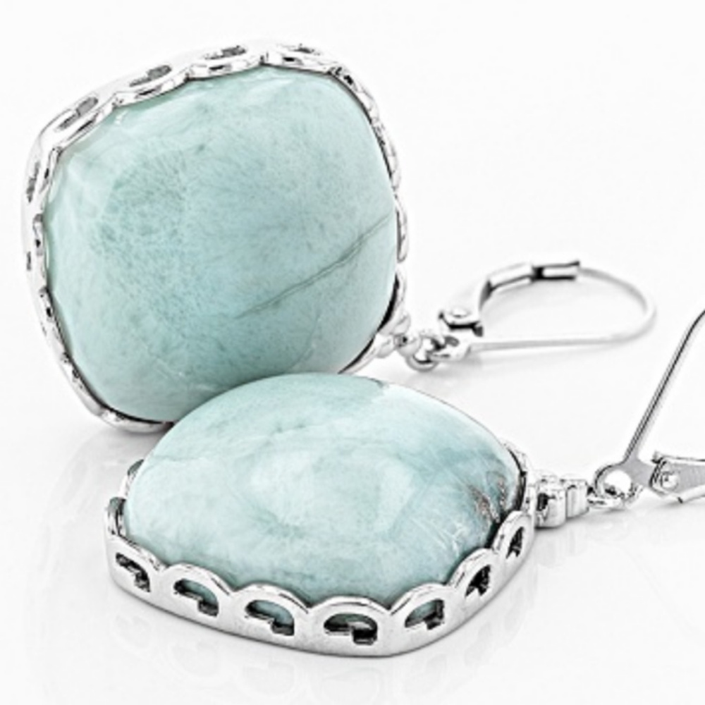 Blue Larimar Sterling Silver Dangle Earrings